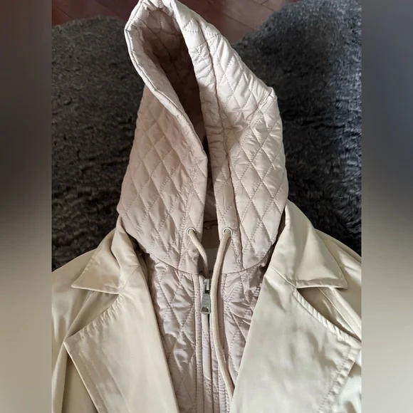 NWOT Trench Coat with Detachable Quilted Hood - Picture 2 of 4